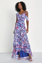 Lulus Women's Radiant Floral Print Chiffon Maxi Dress