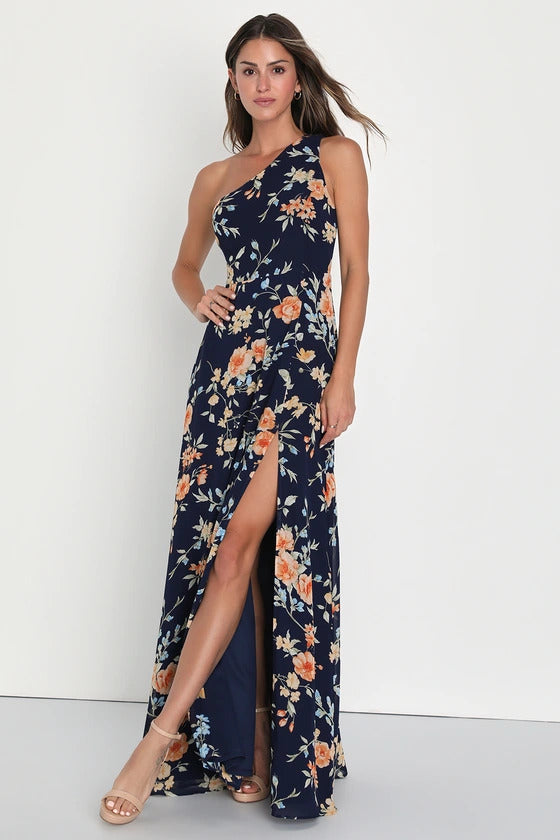 Lulus Women's Elegant Admiration One-Shoulder Maxi Dress