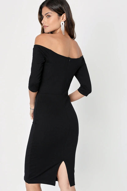 Lulus Women's Girl Can't Help It Off-the-Shoulder Midi Dress