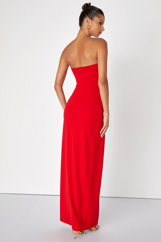 Lulus Women's Dedicated to Glamour Strapless Maxi Dress