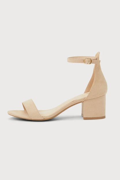 Lulus Women's Harper Natural Suede Ankle Strap Heels