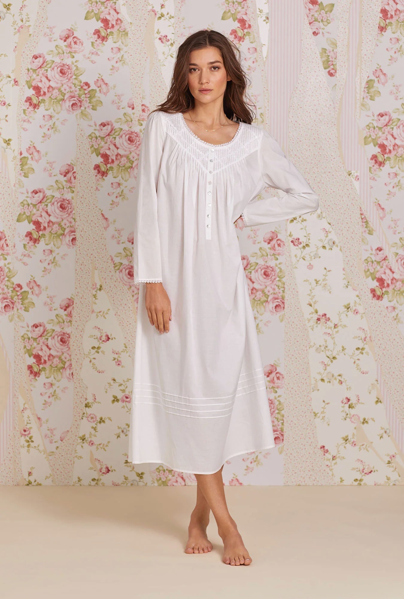 Eileen West Women's Poetic Long Sleeve Nightgown - White