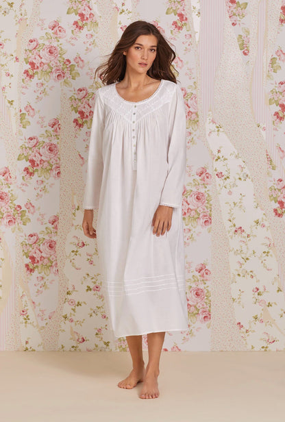 Eileen West Women's Poetic Long Sleeve Nightgown - White