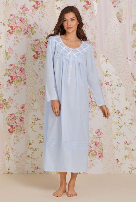 Eileen West Women's Poetic Long Sleeve Nightgown - Blue