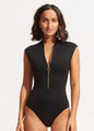 Seafolly Women's Seafolly Collective Zip Front One Piece - Black