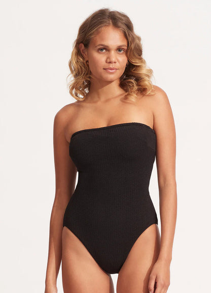 Seafolly Women's Sea Dive DD Bandeau One Piece - Black