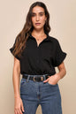 Lulus Women's Blythe Short Sleeve Button-Up Top