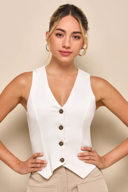 Lulus Women's Elevated Impression Ivory Sleeveless Vest Top