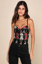 Lulus Women's Essence of Elegance Embroidered Bustier Bodysuit