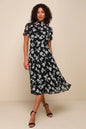 Lulus Women's Floral Dressed Up Print Midi Dress