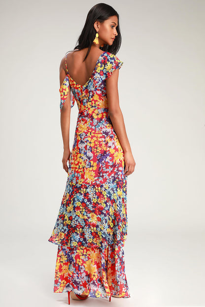 Lulus Women's Radiant Floral Print Chiffon Maxi Dress