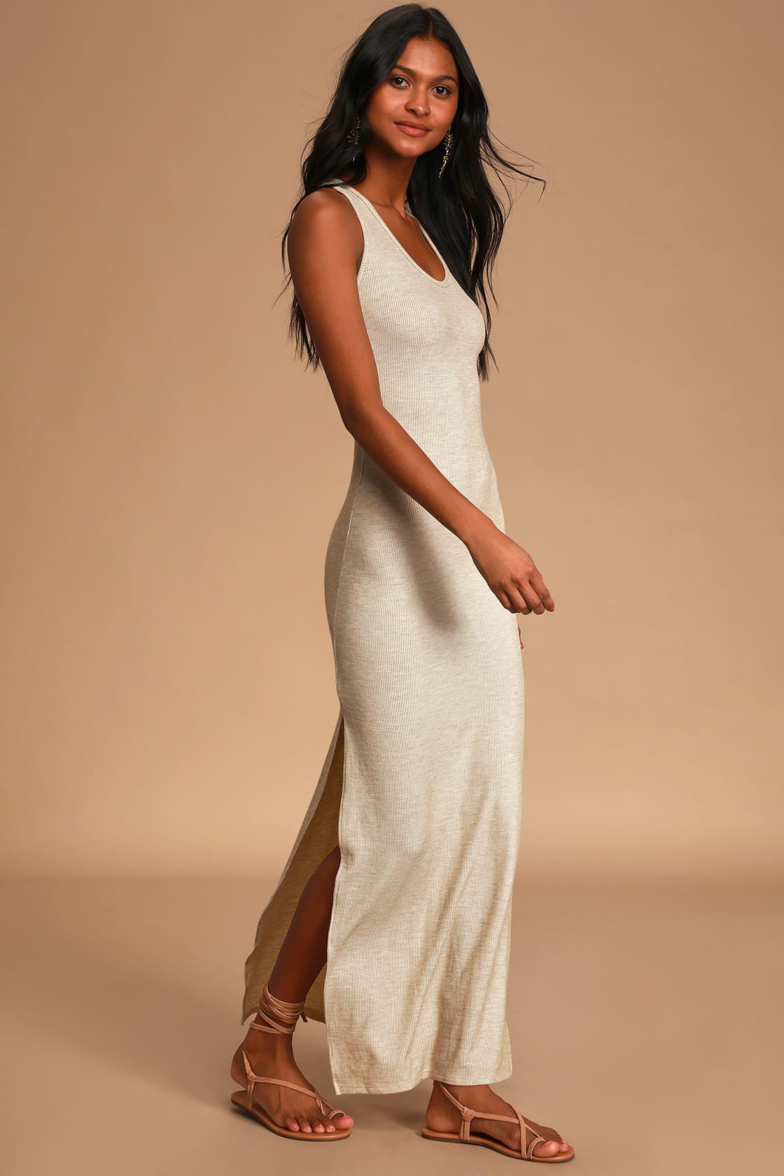 Lulus Women's Relaxed But Not Least Ribbed Sleeveless Maxi Dress