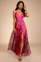 Lulus Women's Romance That Wows Floral Print Organza Maxi Dress