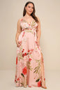 Lulus Women's Still the One Floral Print Satin Maxi Dress