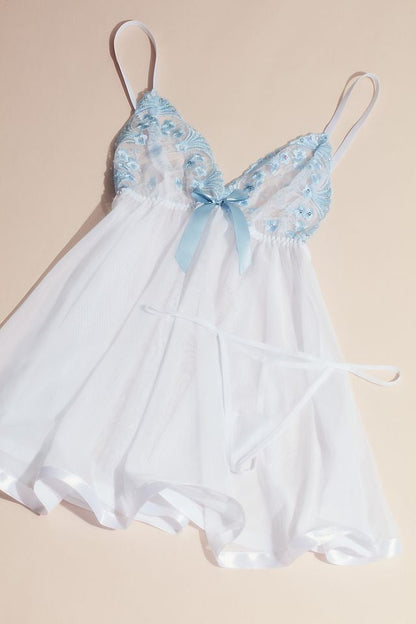 David's Bridal Women's Soft Chiffon Baby Doll with Satin Ribbon Trim