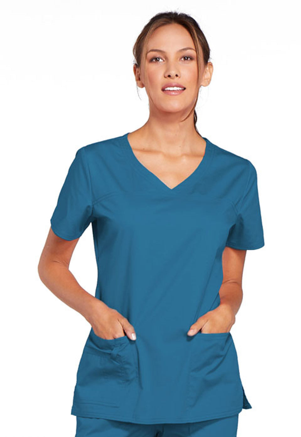 Cherokee Workwear Core Stretch Women's V-Neck Top #4727 1