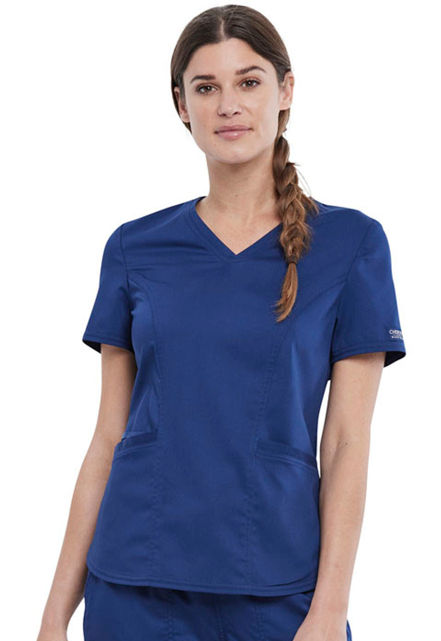 Cherokee Workwear Revolution Women's Petite V-Neck Top #WW612P-1