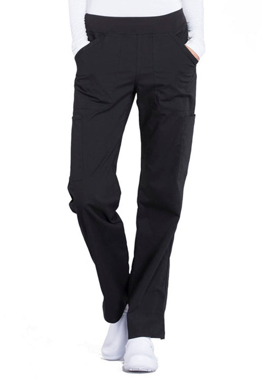 Cherokee Workwear Professionals Women's Mid Rise Pull-On Cargo Pant - Black