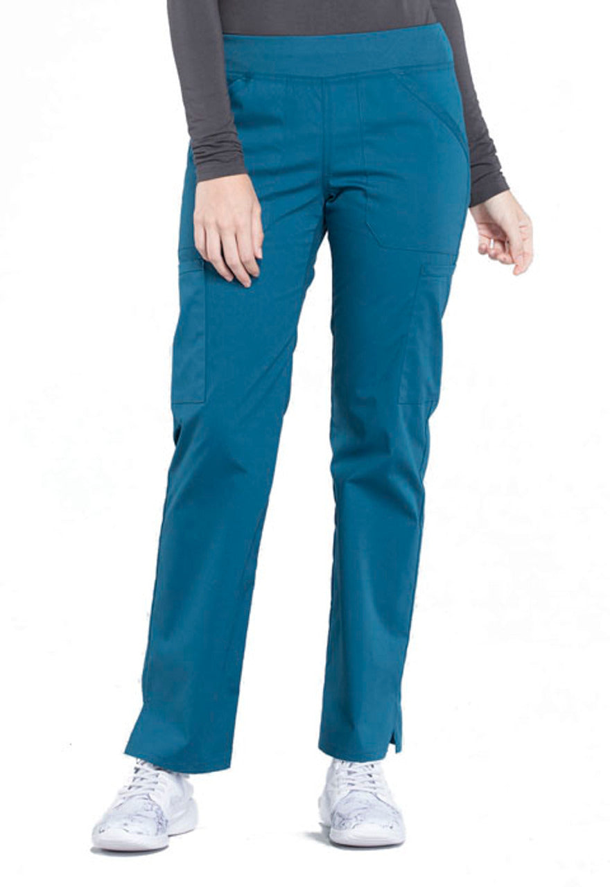 Cherokee Workwear Professionals Women's Mid Rise Pull-On Cargo Pant - Caribbean Blue