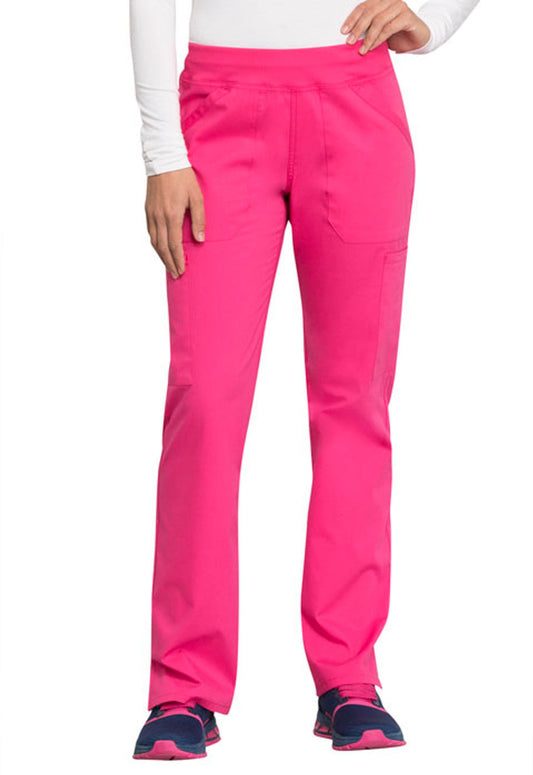 Cherokee Workwear Professionals Women's Mid Rise Pull-On Cargo Pant -  Electric Pink