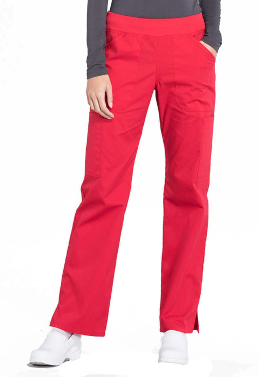 Cherokee Workwear Professionals Women's Mid Rise Pull-On Cargo Pant - Red