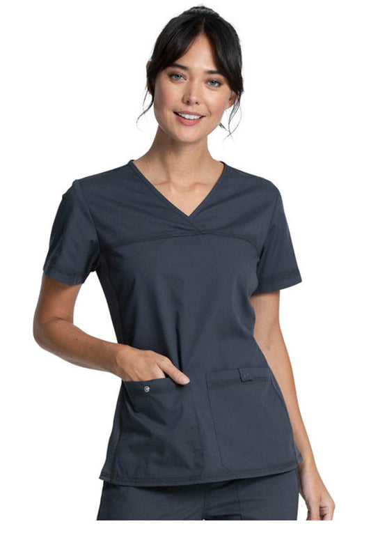 Cherokee Workwear Professionals Women's V-Neck Knit Panel 2