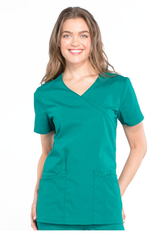 Cherokee Workwear Professionals Women's Mock Wrap - Hunter Green