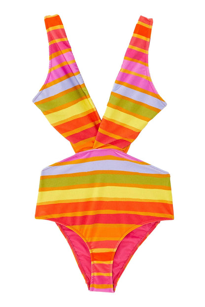 FARM Rio Women's Shiny Stripes One Piece Swimsuit