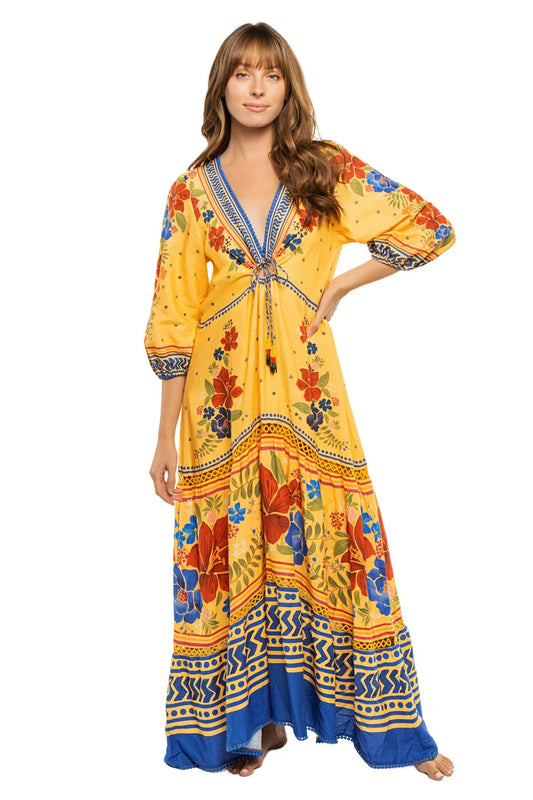 FARM Rio Women's Floral Yard Yellow Maxi Dress