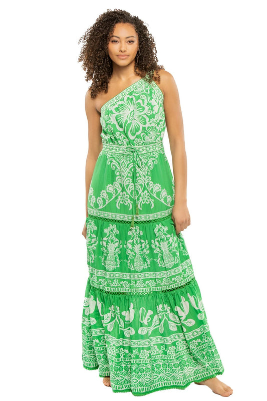 FARM Rio Women's Asymmetrical Maxi Dress - SWEET GARDEN GREEN