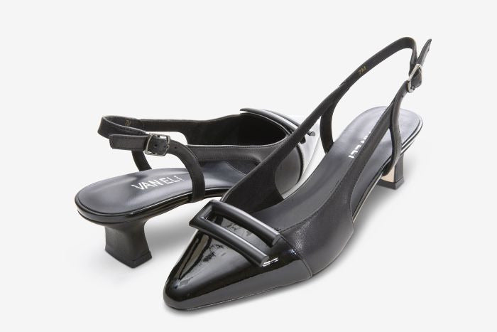 Marmi Shoes Women's Vaneli Tady - Black Nappa with Black Patent