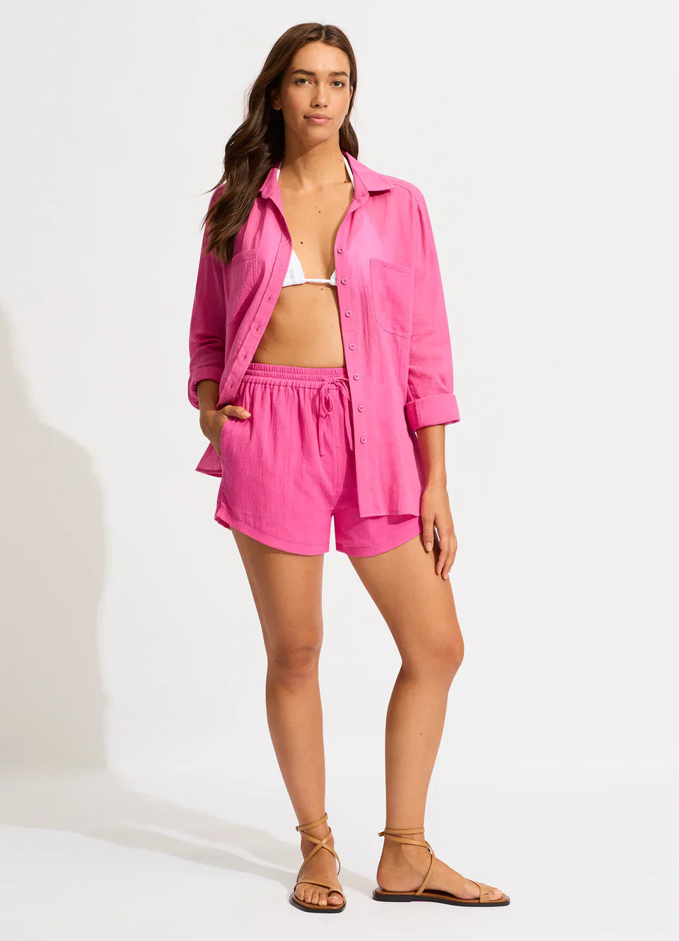 Seafolly Women's Breeze Beach Shirt - Hot Pink