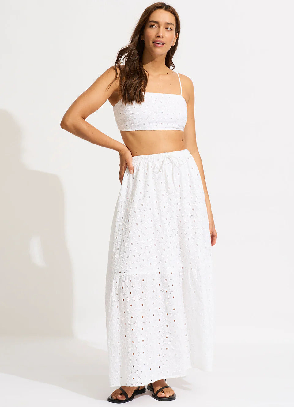 Seafolly Women's Broderie Maxi Skirt - White