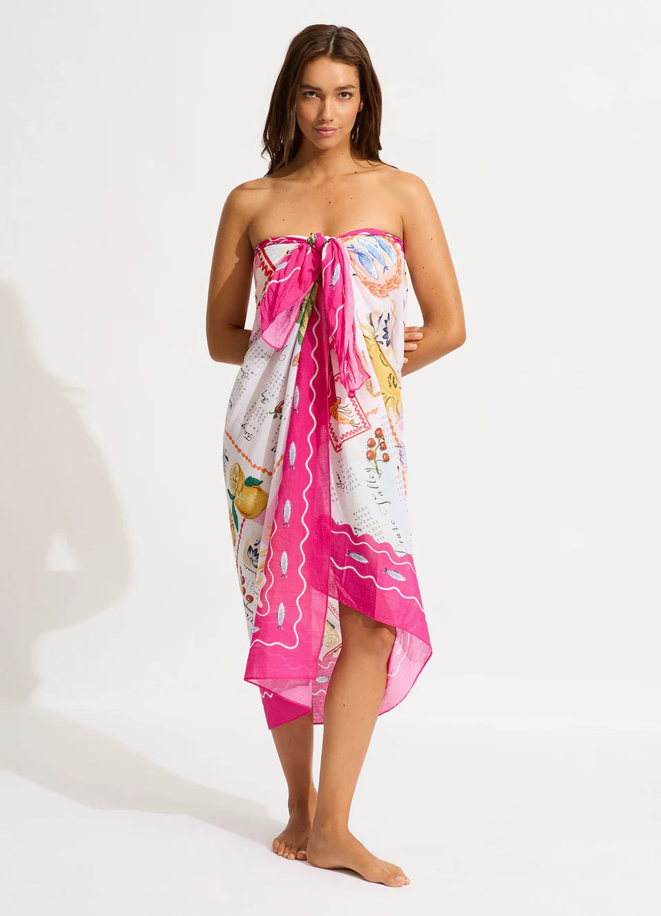 Seafolly Women's Wish You Were Here Sarong - Fuchsia Rose