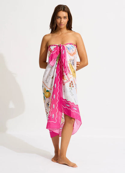 Seafolly Women's Wish You Were Here Sarong - Fuchsia Rose