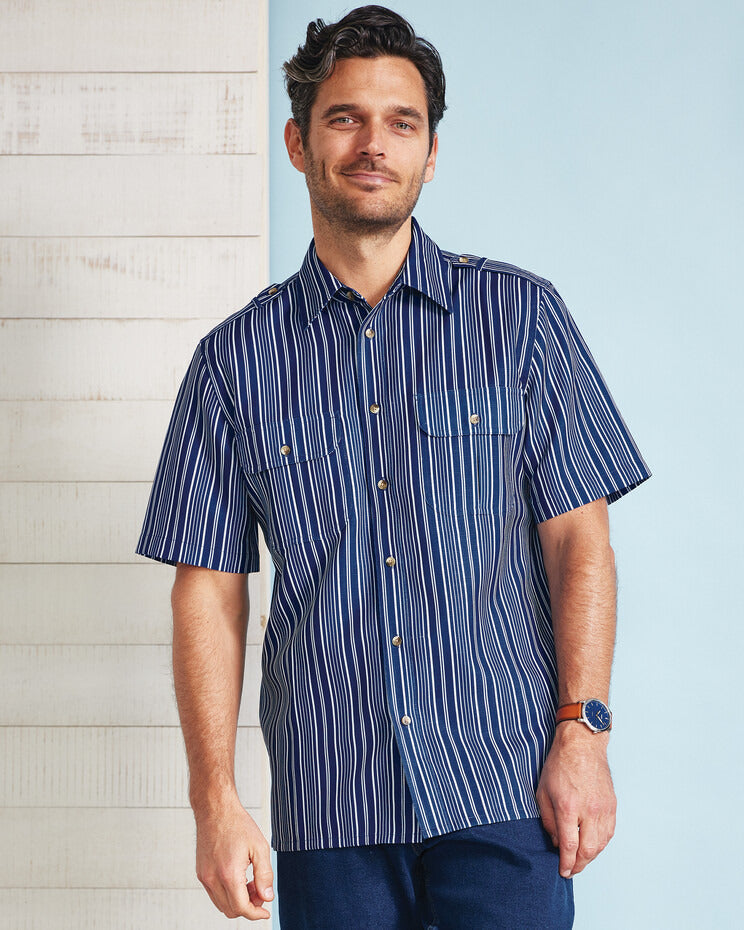 Blair Men's John Blair Short-Sleeve Linen-Look Pilot Shirt 2