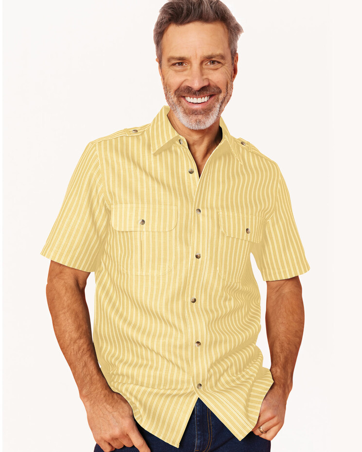 Blair Men's John Blair Short-Sleeve Linen-Look Pilot Shirt 1