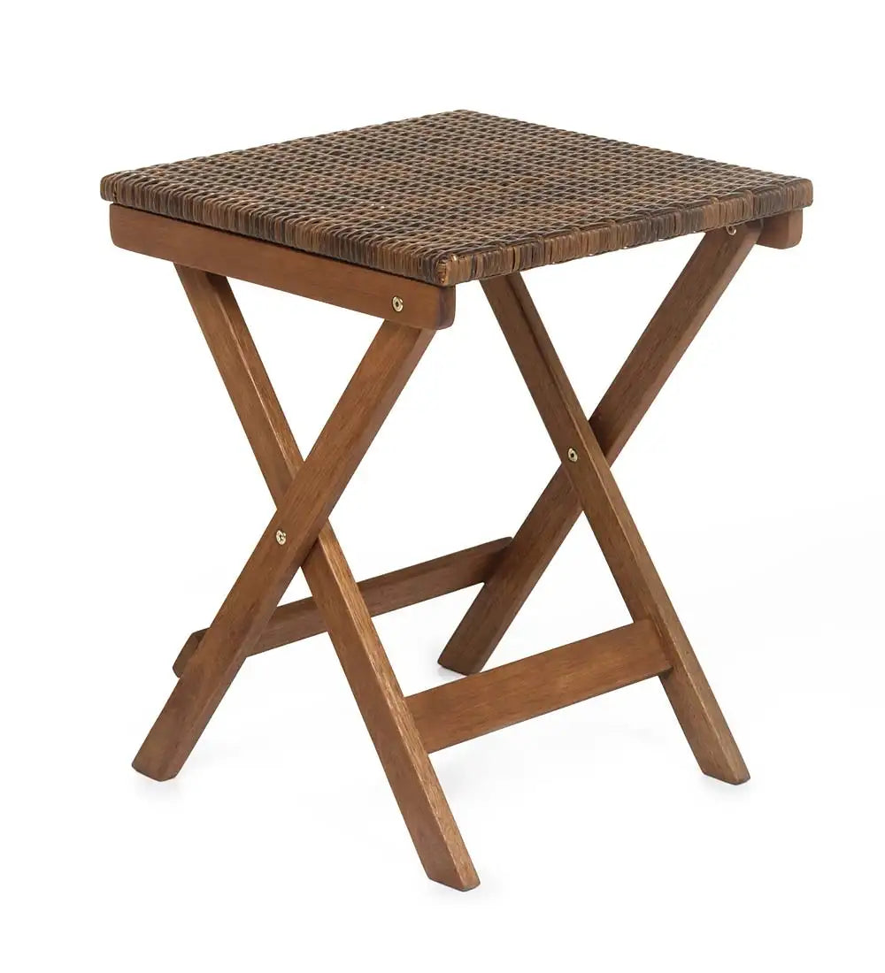 VivaTerra Folding Eucalyptus Outdoor Side Table