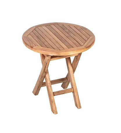 VivaTerra Small Round Teak Folding Side Table