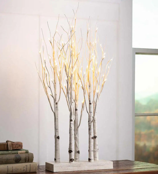 VivaTerra Lighted Birch Line Treescape Accent