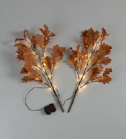 VivaTerra Indoor/Outdoor Lighted Rust Oak Connected Branches, Set of 2