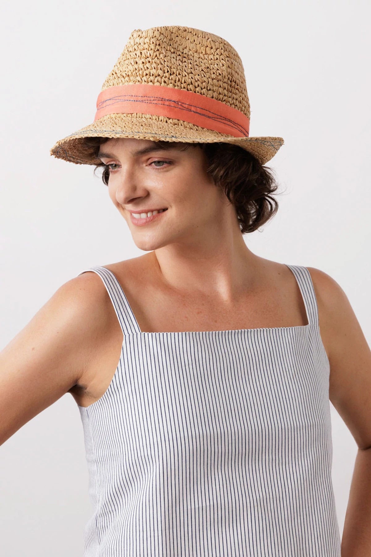 Lola Hats Tarboush Grosgrain Topstitched Fedora