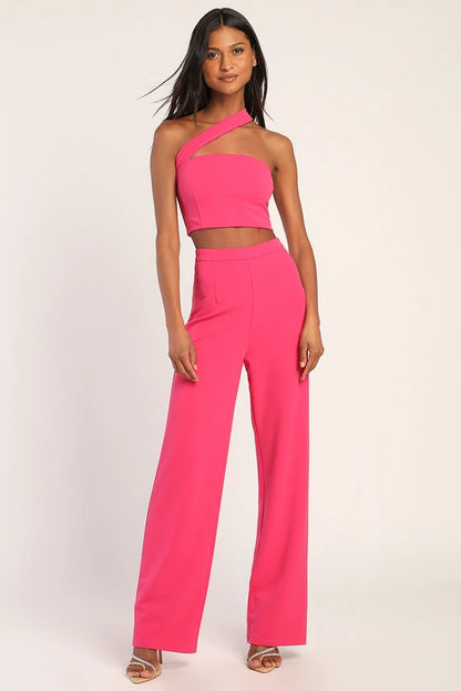 Lulus Women's Flaunt It Like That One-Shoulder Two-Piece Jumpsuit