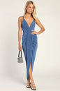 Lulus Women's Dreamy Date Surplice Midi Dress