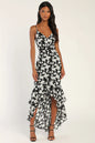 Lulus Women's Darling Daylily Floral Print High-Low Maxi Dress