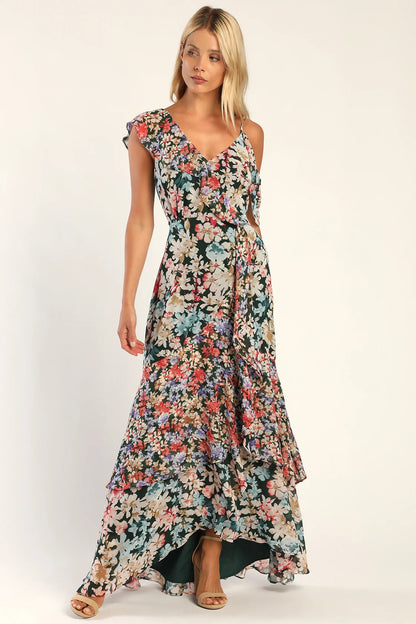 Lulus Women's Radiant Floral Print Chiffon Maxi Dress