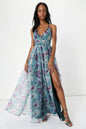 Lulus Women's Romance That Wows Floral Print Organza Maxi Dress