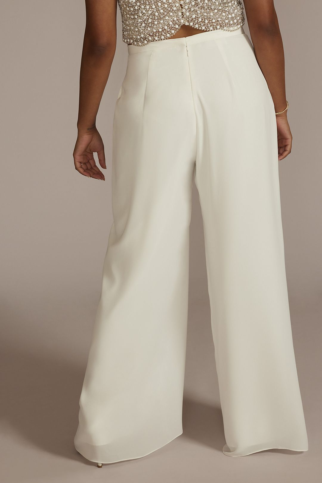 David's Bridal Women's Crepe Wide Leg Wedding Separates Pant - Plus