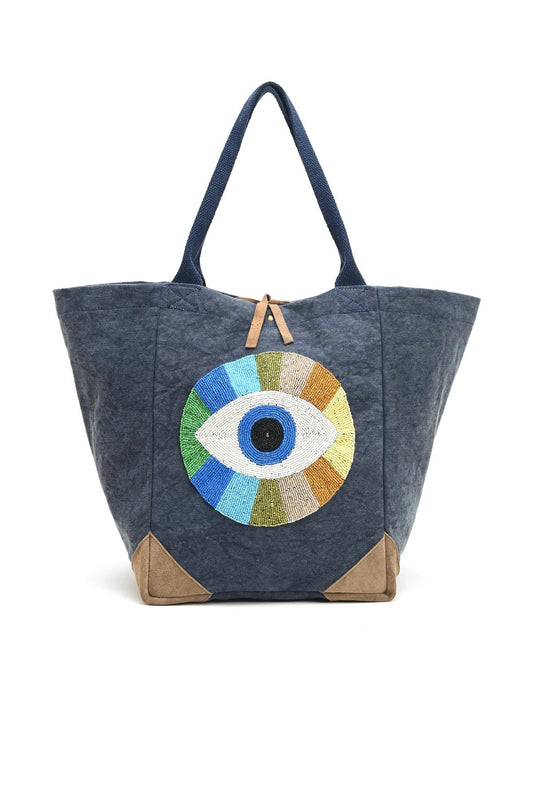 America & Beyond Evil Eye Embellished Tote