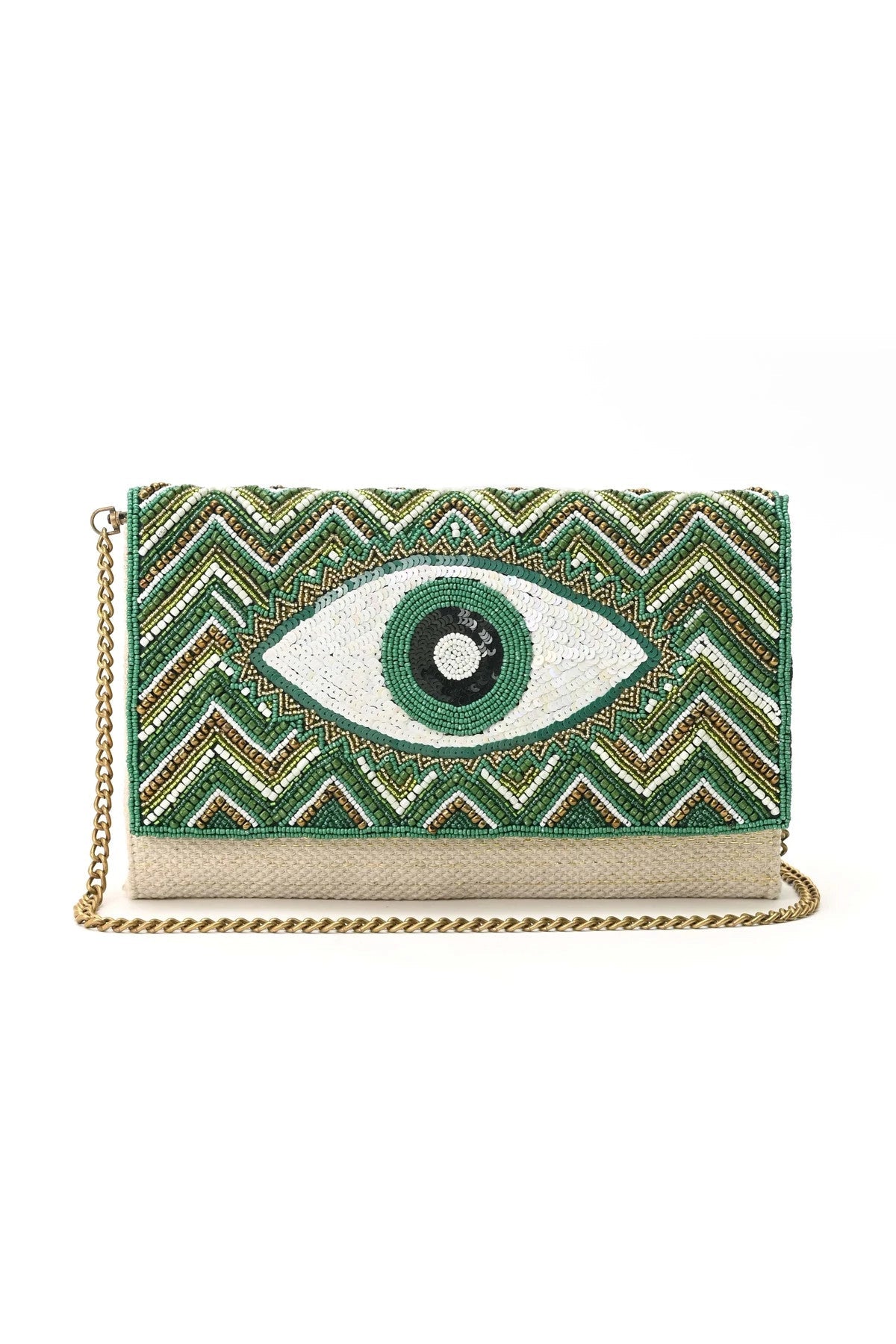 America & Beyond Sequin Evil Eye Clutch